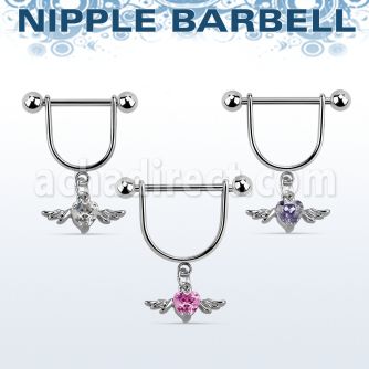 snpoz3 barbell pezon estribo acero quirurgico bolas 5mm corazon zirconita alas colgado distribuidor mayorista