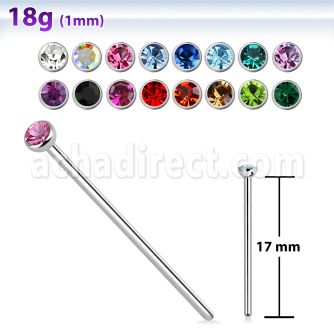 sns18 piercing nariz doblar tu mismo acero quirurgico 1mm cristal redondo 2mm 17mm mayorista