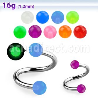 speglb espiral ceja acero quirurgico bolas acrilicas brillan oscuridad 3mm venta