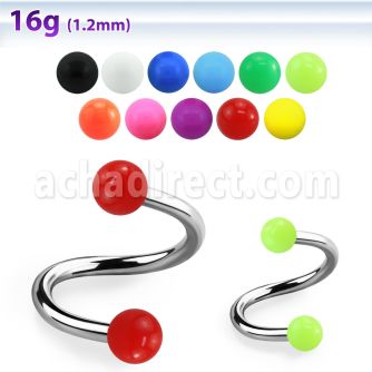 spesab espiral ceja acero quirurgico bolas acrilicas color solido 3mm venta