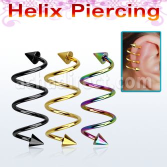 sphetcn piercing espiral helix acero quirurgico triple pvd conos 4mm mayorista