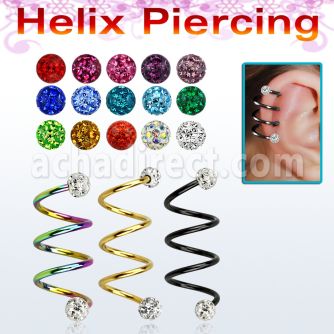 sphetfr piercing espiral helix acero quirurgico triple pvd bolas multi cristal ferido 4mm venta