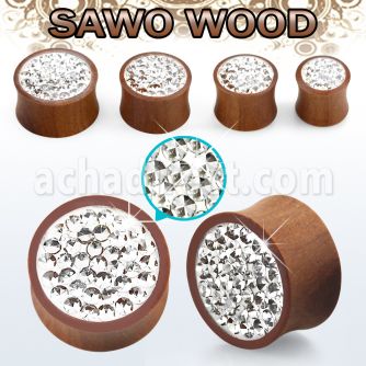 spmfr dilatacion plug doble flare madera sawo multi cristal claros ferido . distribuidor
