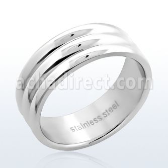 sr123 anillo triple acanalado ancho acero inoxidable brillo espejo distribuidor