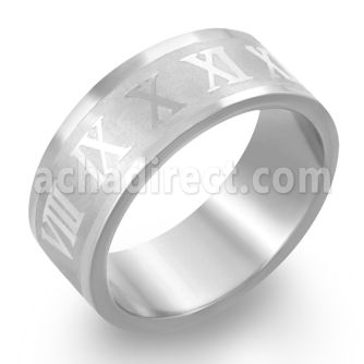 sr128 anillo tallado acero inoxidable mate numeros romanos brillo espejo distribuidor mayorista