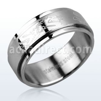 sr155 anillo giratorio acero inoxidable mate dragon chino brillo espejo al por mayor