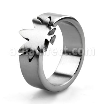 sr157 anillo cortado acero inoxidable mate hoja marihuana venta