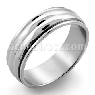 sr249 anillo giratorio doble acanalado acero inoxidable brillo espejo distribuidor mayorista