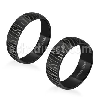 srb53 anillo acero inoxidable anodizado negro rayas cebra mayorista