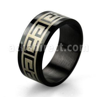 srb6 anillo acero inoxidable anodizado negro clave griega distribuidor mayorista