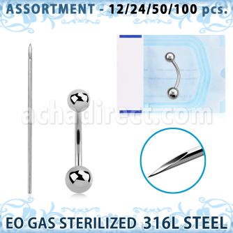 sset05 kit piercings profesional 100 piercings ombligo acero quirurgico 316l 100 agujas acero quirurgico esterilizadas mayorista
