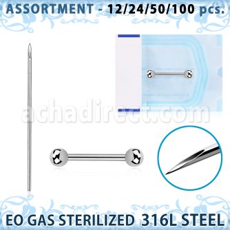 sset08 kit piercings profesional 100 barbells pezon acero quirurgico 316l bolas 4mm 100 agujas acero quirurgico esterilizadas distribuidor