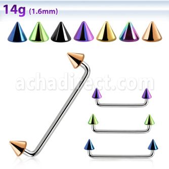 sudcnt4 barbell superficial industrial acero 316l brillo espejo 90 grados conos acero anodizado negro 4mm distribuidor mayorista
