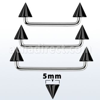 sudcnt5 barbell superficial industrial acero 316l brillo espejo 90 grados conos acero anodizado negro 5mm distribuidor