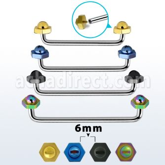 sudita6 barbell superficial industrial acero quirurgico rosca interna 90 grados formas tuerca tornillo hexagonal pvd 6mm distribuidor mayorista