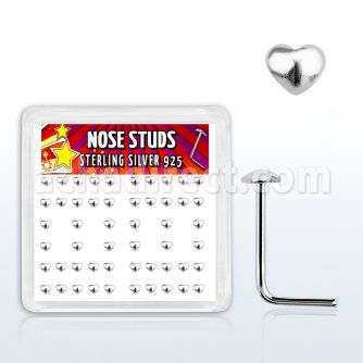 sxvhr caja display piercing nariz l plata 0 6mm corazon plata lisa al por mayor
