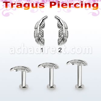 tlbfe labret tragus acero 316l base redonda 2 5mm tragus piercing pluma venta
