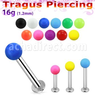 tlbsab3 labret tragus acero 316l base redonda 2 5mm tragus piercing bola acrilica 3mm color liso  venta