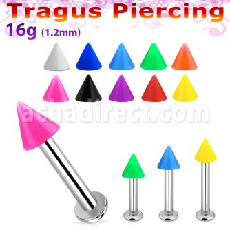tlbsacn3 labret tragus acero 316l base redonda 2 5mm tragus piercing cono acrilico 3mm color liso venta