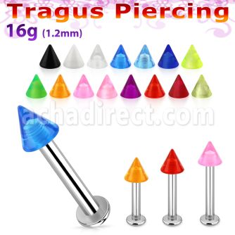 tlbuvcn3 labret tragus acero 316l base redonda 2 5mm tragus piercing cono acrilico uv 3mm distribuidor mayorista
