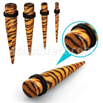 tpadr expansor acrilico negro piel tigre impresa anillos goma dobles distribuidor mayorista