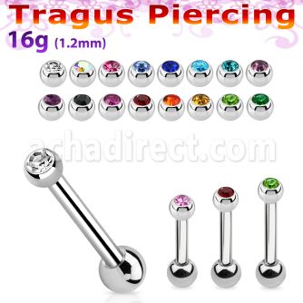 trg44 barbell tragus acero quirurgico parte superior bolas joya bolas acero liso