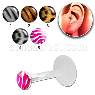 trgl3 piercing tragus bio flex plata esterlina 3mm logos animal impresos venta