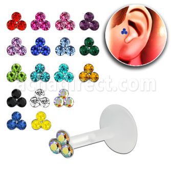 trgs10 piercing tragus bio flex triple cristal plata esterlina al por mayor