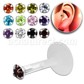trgz2 piercing tragus bio flexible zirconita redonda 2 5mm parte plata esterlina al por mayor