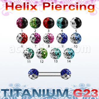 ubber23e barbell ceja helix titanio g23 bolas 3mm multi cristal colores distribuidor mayorista