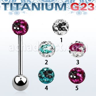 ubbfr5c barbell lengua titanio g23 bola multi cristal ferido 5mm rayas cebra bola titanio 5mm inferior distribuidor mayorista