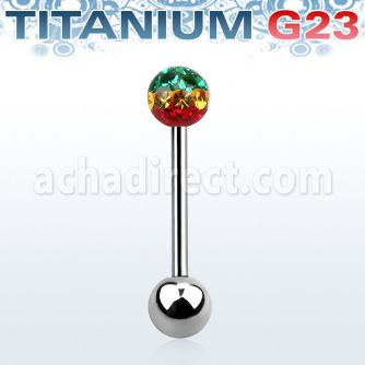 ubbfr5r barbell lengua titanio g23 bola multi cristal ferido 5mm rayas colores rasta bola titanio 5mm inferior venta