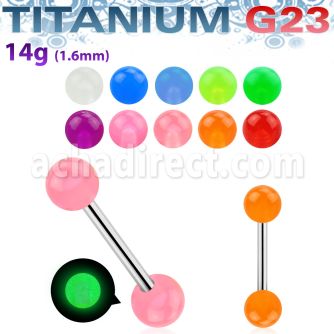 ubbgl barbell lengua titanio g23 bolas brillan oscuridad 6mm 16mm mayorista