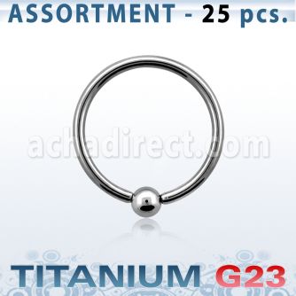 ublk106 surtido piercings 25 aros bola presion titanio g23 con bola 3mm al por mayor