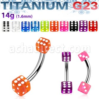 ubn2vd piercing ombligo titanio g23 dados acrilico uv 4mm mayorista