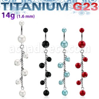 ubndpr7 piercing ombligo titanio g23 bolas perla falsas 5 8mm multiples perlas mayorista
