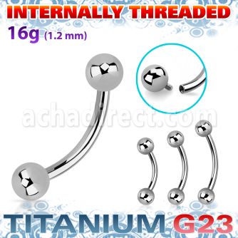 ubnebin titanium g23 eyebrow banana 3mm internally threaded