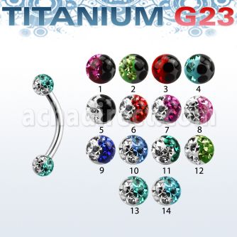 ubnfr3e banana ceja titanio g23 bolas multi cristal 3mm colores distribuidor