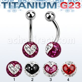 ubnfr8b piercing ombligo titanio g23 bola acero 5mm bola multi cristal ferido 8mm corazon distribuidor mayorista
