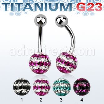ubnfr8d piercing ombligo titanio g23 bola titanio 5mm bola 8mm multi cristal ferido triple linea al por mayor