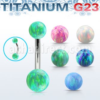 ubnop56 piercing ombligo titanio g23 bolas opalo 5mm 6mm mayorista