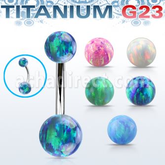 ubnop68 piercing ombligo titanio g23 bolas opalo 6mm 8mm mayorista