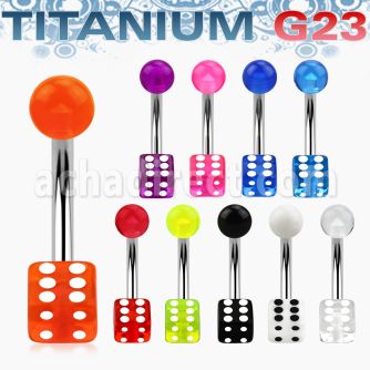 ubnvd piercing ombligo titanio g23 dados acrilico uv 5mm mayorista
