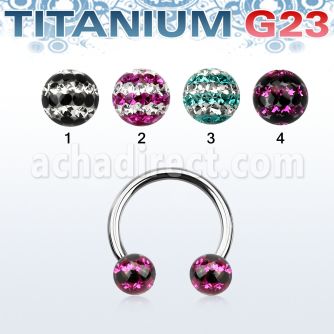 ucbfr5d barbell circular titanio g23 bolas multi cristal 5mm triple linea al por mayor