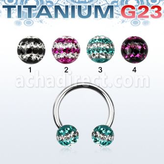 ucbfr6d barbell circular titanio g23 bolas multi cristal 6mm triple linea al por mayor