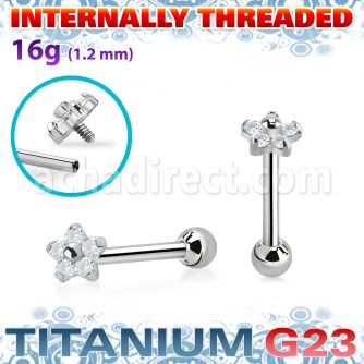 uhein54 titanium barbell 16g flower cz ball internal