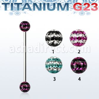 uinfr5d barbell industrial titanio g23 bolas multi cristal ferido 5mm triple linea venta