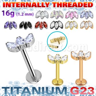 ulbin23 titanium g23 labret three prong marquise cz internal