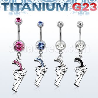 umcd358 piercing ombligo titanio g23 bolas joya bisel 5 8mm pistola cristal 10mm distribuidor