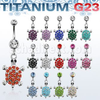 umcd574 piercing ombligo titanio g23 bolas joya bisel 5mm 8mm tortuga caparazon cristal ojos cristal 10mm al por mayor